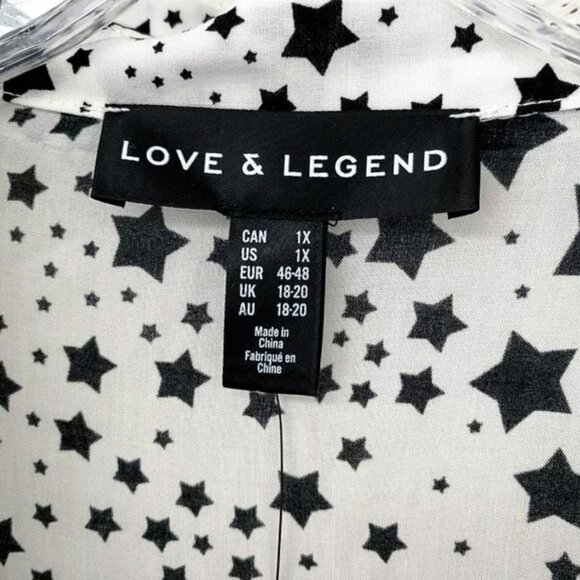 Addition Elle - 1x Love & Legend - Celestial Stars Button Down Shirt with Belt - Picture 3 of 10